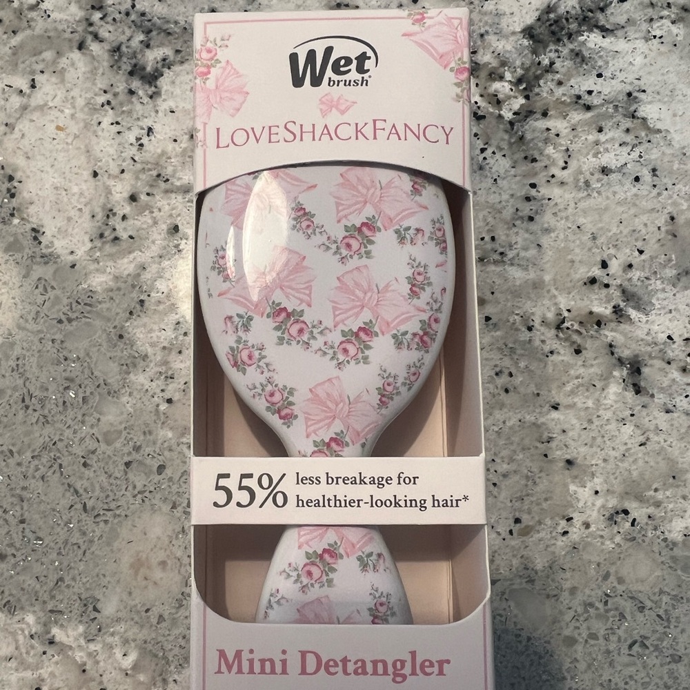 Love Shack Fancy Wet Brush Target Rose Beaux Pink Bows Mini Detangler Brush